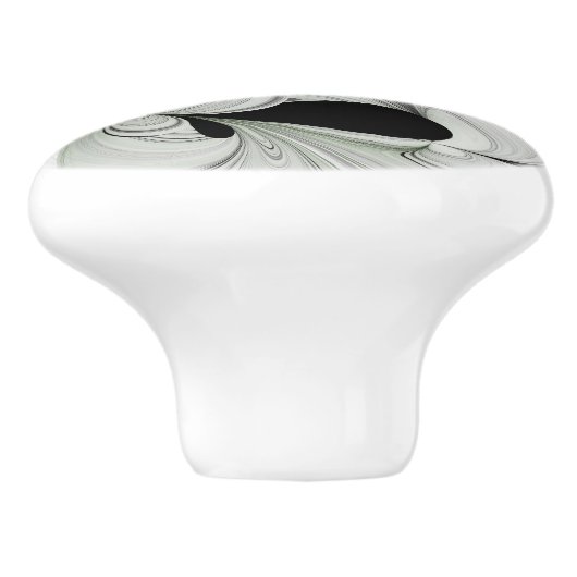 抽象芸術白黒と緑のフラクタルアート セラミックノブ (側面)