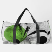 抽象芸術白黒と緑のフラクタルアート ダッフルバッグ (裏面)