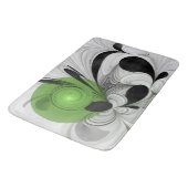 抽象芸術白黒と緑のフラクタルアート バスマット (アングル)