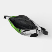 抽象芸術白黒と緑のフラクタルアート ファニーパック (見開き)