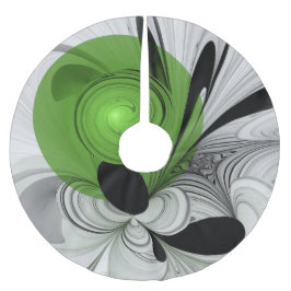 抽象芸術白黒と緑のフラクタルアート ブラッシュドポリエステルツリースカート