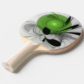 抽象芸術白黒と緑のフラクタルアート 卓球ラケット (正面アングル)