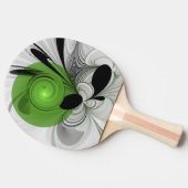 抽象芸術白黒と緑のフラクタルアート 卓球ラケット (横)