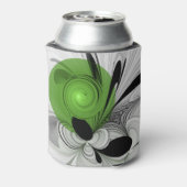 抽象芸術白黒と緑のフラクタルアート 缶クーラー (缶裏面)