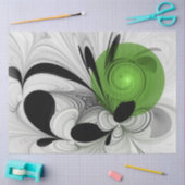 抽象芸術白黒と緑のフラクタルアート 薄葉紙 (クラフト)