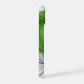 抽象芸術白黒と緑のフラクタルアート iPhone 15ケース (右側面)