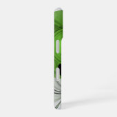 抽象芸術白黒と緑のフラクタルアート iPhone 16ケース (右側面)