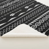 抽象芸術白黒の三角形の矢印パターン シェルパブランケット (3/4)