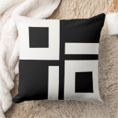 抽象芸術白黒の四角形とストライプ クッション (ブランケット)