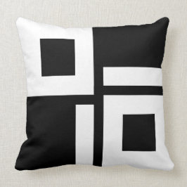 抽象芸術白黒の四角形とストライプ クッション