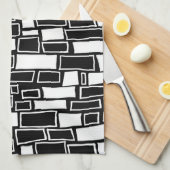 抽象芸術白黒の幾何タイル キッチンタオル (四つ折り)