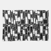 抽象芸術白黒の幾何タイル キッチンタオル (横)