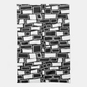 抽象芸術白黒の幾何タイル キッチンタオル (縦)