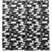 抽象芸術白黒の幾何タイル シャワーカーテン (正面)