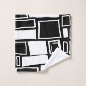 抽象芸術白黒の幾何タイル バスタオルセット (ウォッシュタオル)