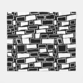 抽象芸術白黒の幾何タイル フリースブランケット (正面(横))