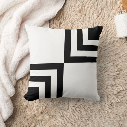 抽象芸術白黒の幾何形状 クッション (ブランケット)