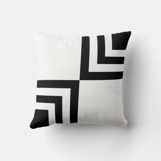 抽象芸術白黒の幾何形状 クッション (裏面)