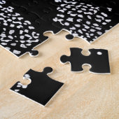 抽象芸術白黒の森と紫の葉林 ジグソーパズル (側面)