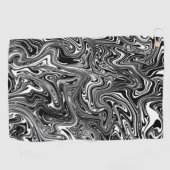 抽象芸術白黒の液体大理石パターン ゴルフタオル (横)