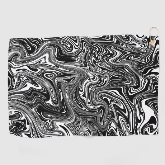 抽象芸術白黒の液体大理石パターン ゴルフタオル (横)