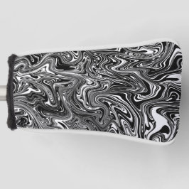 抽象芸術白黒の液体大理石パターン ゴルフヘッドカバー