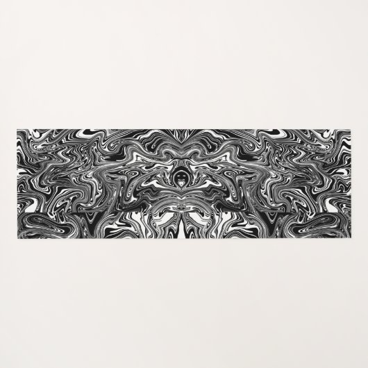 抽象芸術白黒の液体大理石パターン ヨガマット (裏面(横))