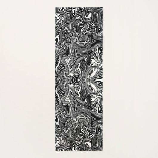 抽象芸術白黒の液体大理石パターン ヨガマット (裏面)