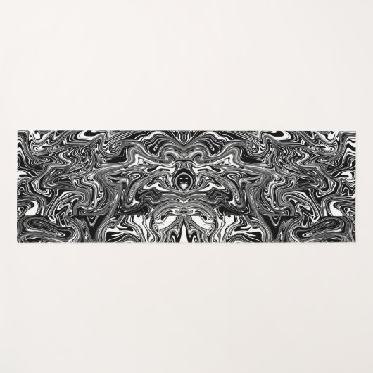抽象芸術白黒の液体大理石パターン ヨガマット (正面(横))