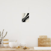 抽象芸術白黒の渦巻 ポスター (キッチン)