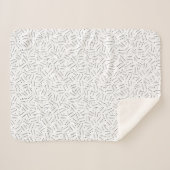 抽象芸術白黒の線とドットのパターン シェルパブランケット (正面(横))