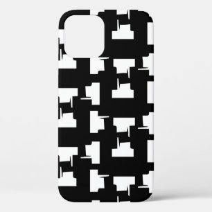 抽象芸術白黒の背景ハーフトーンの図 iPhone 12ケース