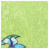 抽象芸術白黒の花を緑に輝かす ファブリック (クローズアップ)