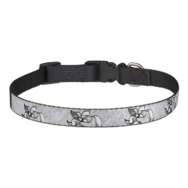 抽象芸術白黒は銀に花を輝かす ペット首輪