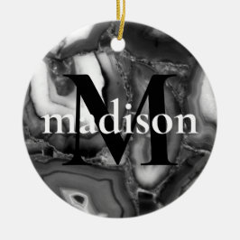抽象芸術白黒はgeode monogramスクリプトを生成 セラミックオーナメント