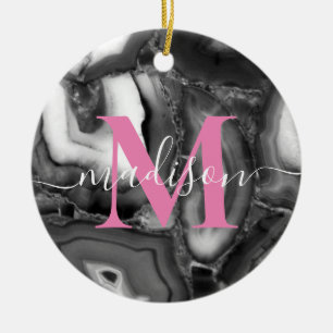 抽象芸術白黒はgeode monogramスクリプトを生成 セラミックオーナメント