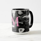 抽象芸術白黒はgeode monogramスクリプトを生成 マグカップ (正面右)