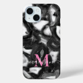 抽象芸術白黒はgeode monogramスクリプトを生成 Case-Mate iPhoneケース (裏面)