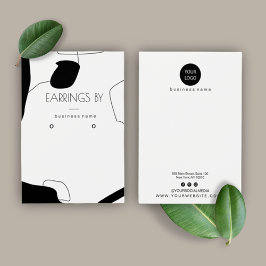 抽象芸術白黒イヤリングディスプレイカードデザイン