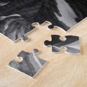 抽象芸術白黒カーリーホスタ離れ ジグソーパズル (側面)