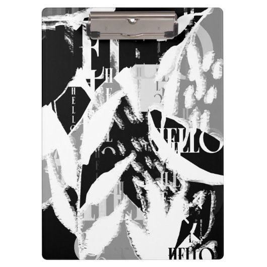 抽象芸術白黒グレー クリップボード (正面)
