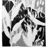 抽象芸術白黒グレー シャワーカーテン (正面)