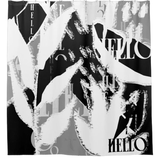 抽象芸術白黒グレー シャワーカーテン (正面)