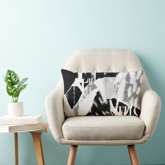 抽象芸術白黒グレー ランバークッション (椅子)