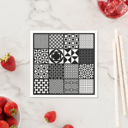 抽象芸術白黒スクウェア紙ナプキンス スタンダードカクテルナプキン (インサイチュ)