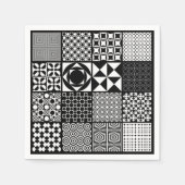 抽象芸術白黒スクウェア紙ナプキンス スタンダードカクテルナプキン (正面)