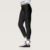 抽象芸術白黒ストライプの レギンス (左)