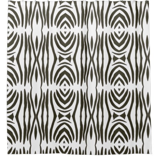 抽象芸術白黒ゼブラストライプシャワーカーテン シャワーカーテン (正面)