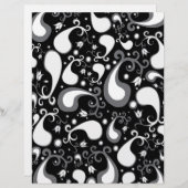 抽象芸術白黒チューリップペイズリーフローラ (正面/裏面)