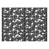 抽象芸術白黒チューリップペイズリーフローラ テーブルクロス (正面(横))